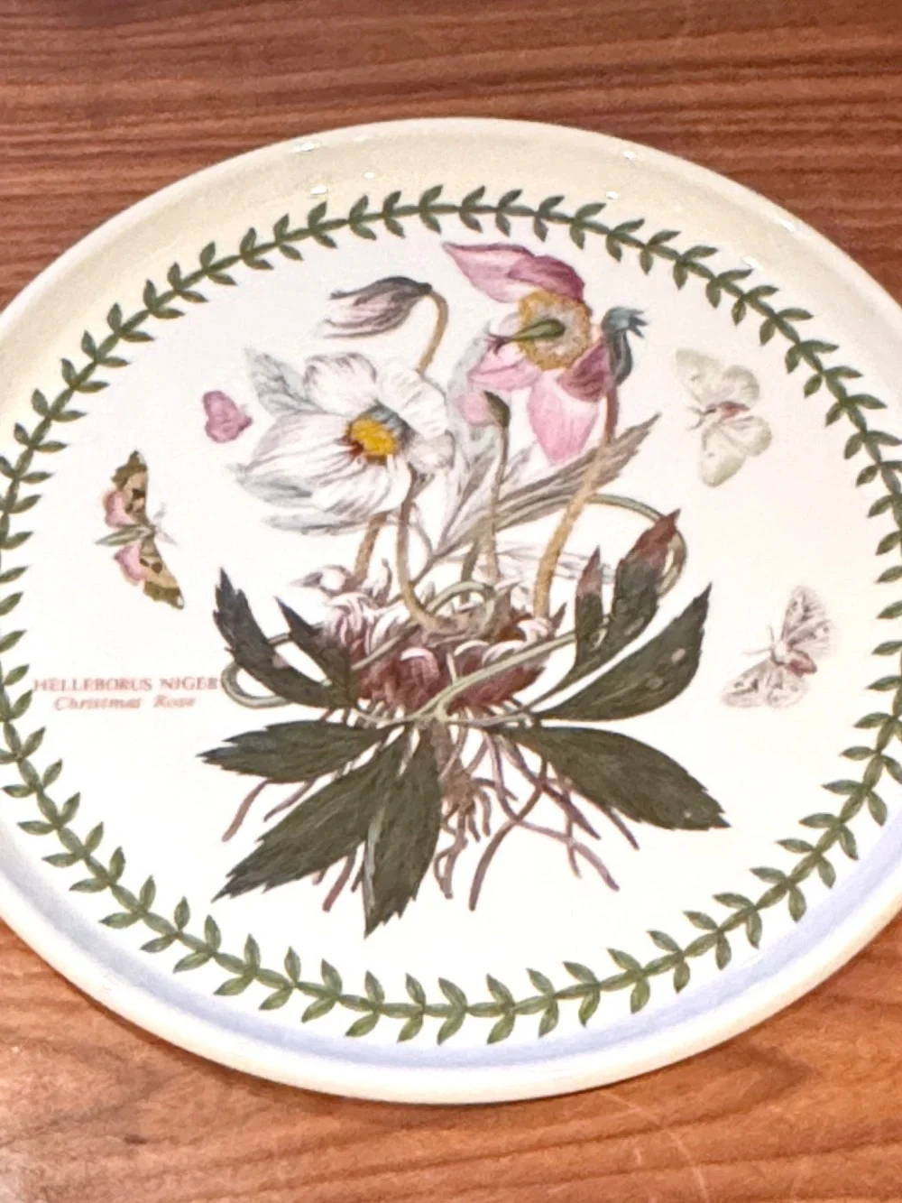 Vintage Portmeirion Botanic Garden Christmas Rose 10” Cake Plate England